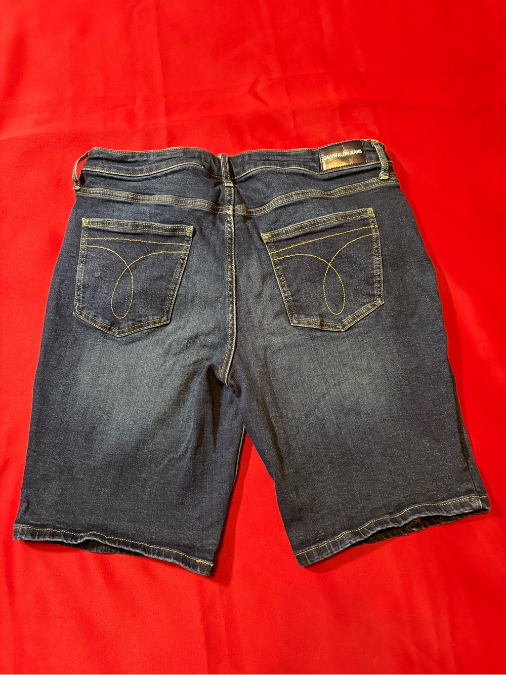Calvin Klein Jeans Womens Denim Shorts Sz 14 Blue Stretch Mid Rise Casual Summer